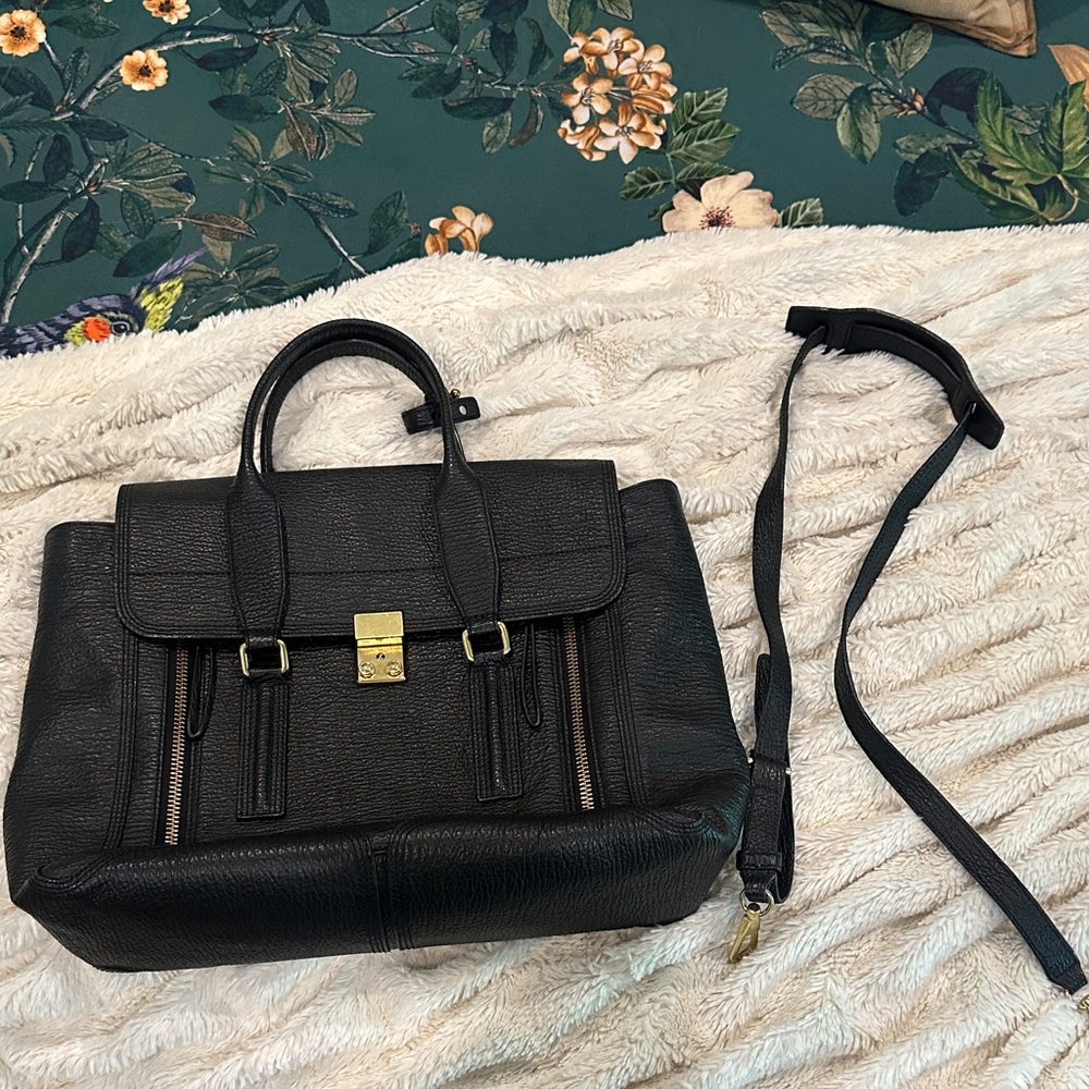 3.1 Phillip Lim Black Satchel with Gold Accents